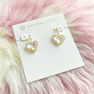 Gold Ari Heart Dichroic Glass Drop Earrings